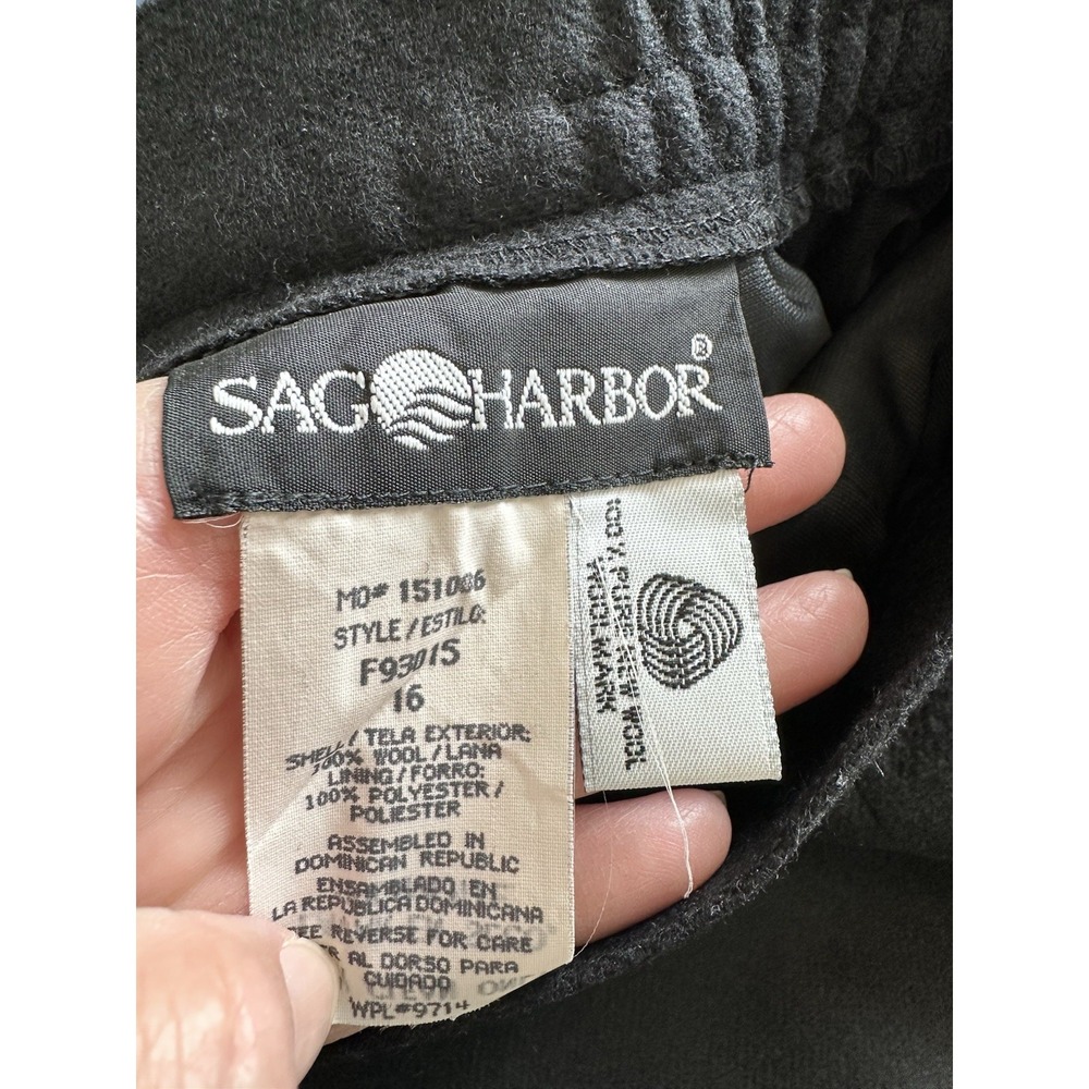 Sag Harbor Wool Vintage Skirt Size 16 Black Long Woolmark Back Slit - Picture 6 of 7